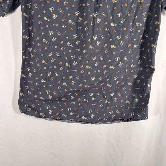 Pacsun Shirt Men's Medium Blue Floral Button Up Polo Short Sleeve 100% Cotton - Picture 10 of 10